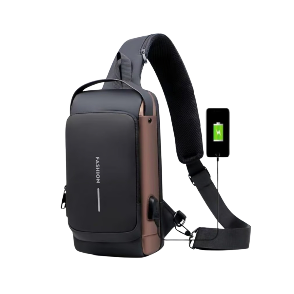 Mochila Bandolera Impermeable Antirrobo Marron